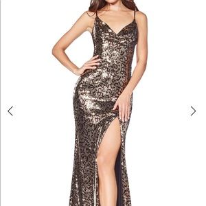 Leopard sequin floor length gown. Never worn!